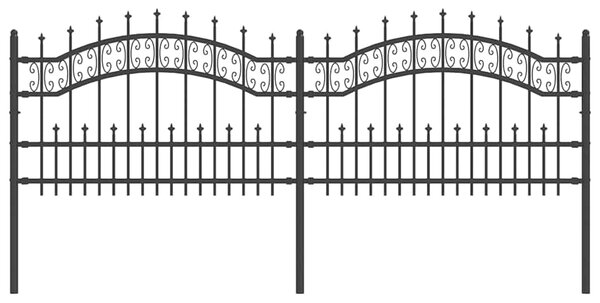 Zahradní plot KAMPEN s kopím nahoře černý 240 x 75 cm ocelový 151084
