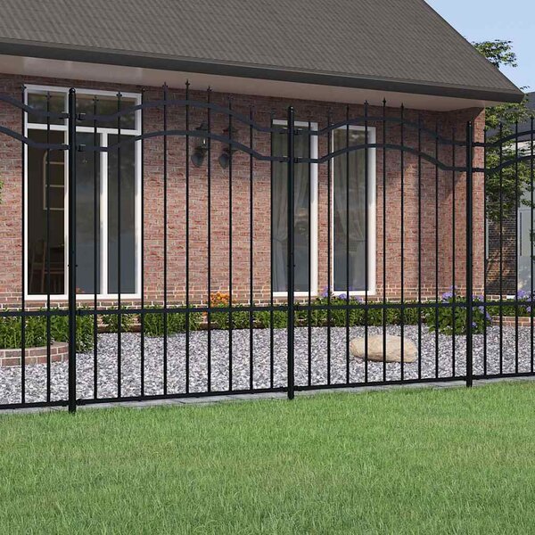 Zahradní plot Woerden s kopím nahoře černý 240 x 150 cm ocelový 151082
