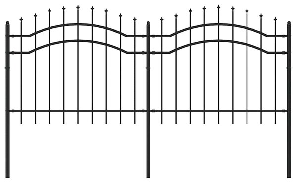 Zahradní plot Woerden s kopím nahoře černý 240 x 100 cm ocelový 151080