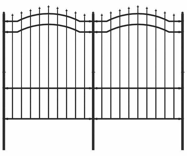 Zahradní plot Woerden s kopím nahoře černý 240 x 150 cm ocelový 151082