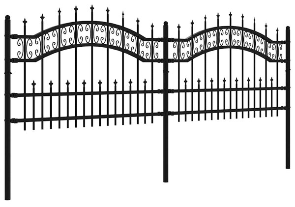 Zahradní plot KAMPEN s kopím nahoře černý 240 x 75 cm ocelový 151084