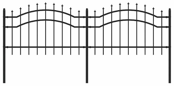 Zahradní plot Woerden s kopím nahoře černý 240 x 75 cm ocelový 151079
