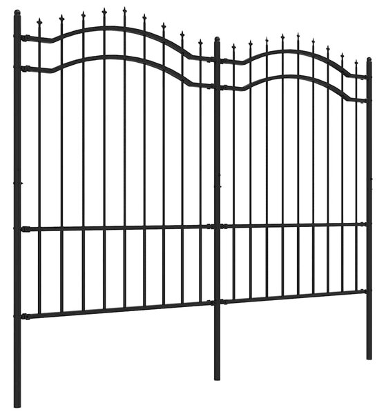 Zahradní plot Woerden s kopím nahoře černý 240 x 150 cm ocelový 151082