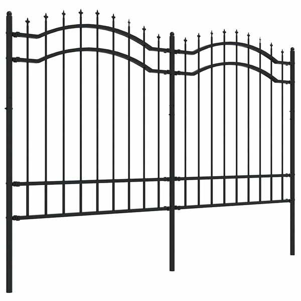 Zahradní plot Woerden s kopím nahoře černý 240 x 125 cm ocelový 151081