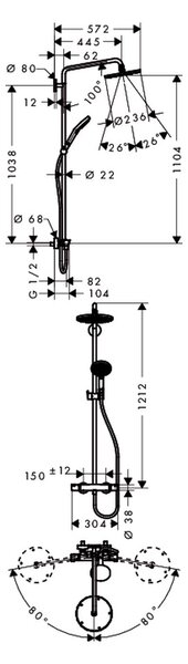 Hansgrohe Raindance S Showerpipe 240 1jet s termostatem, chrom 27115000