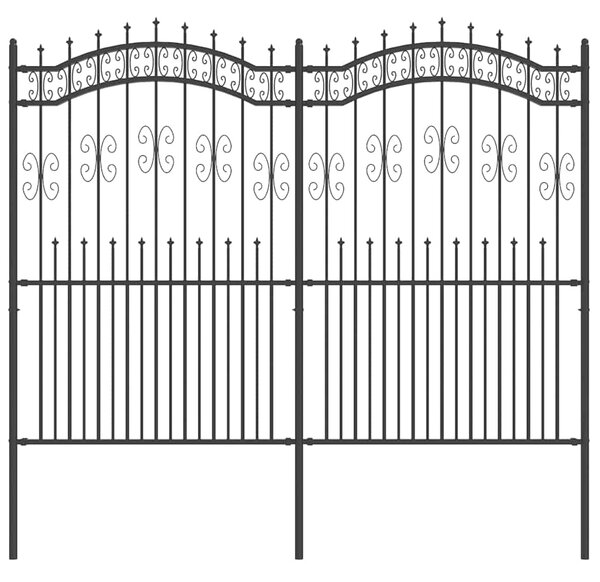Zahradní plot KAMPEN s kopím nahoře černý 240 x 175 cm ocelový 151088