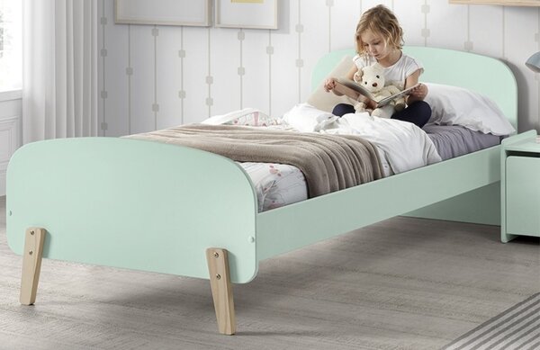 Mátově zelená lakovaná dětská postel Vipack Kiddy 90 x 200 cm