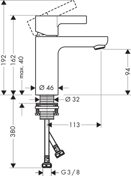 Hansgrohe Metris S - Umyvadlová baterie bez odtokové garnitury, chrom 31068000