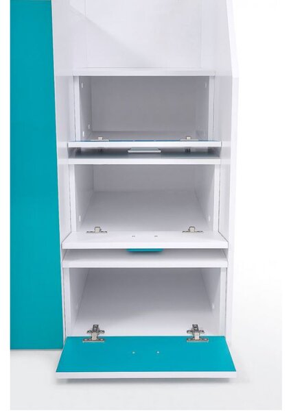 Dětská kombinovaná postel 90 cm Toreno 3 (bílá + bílý lesk + růžový lesk) (P)