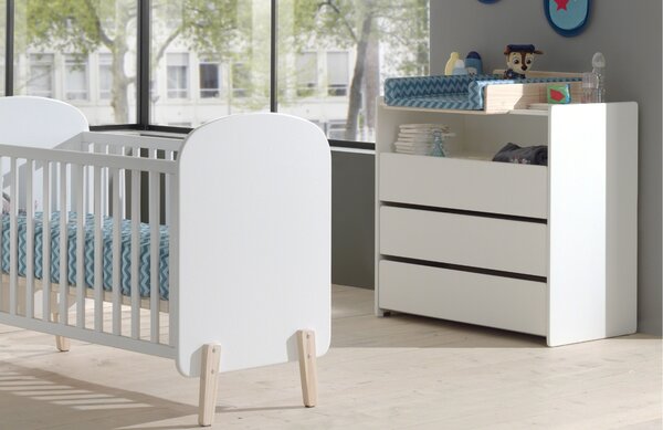 Bílá lakovaná komoda Vipack Kiddy 90 x 47 cm