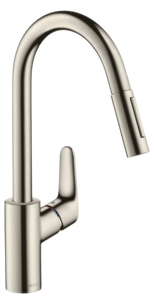 Hansgrohe Focus M41 kuchyňská páková baterie 240, vytahovatelná sprška, 2jet, vzhled nerezu 31815800