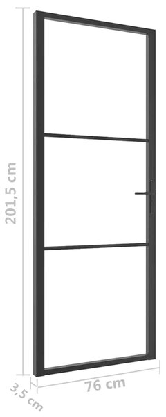 Interiérové dveře ESG sklo a hliník 76 x 201,5 cm černé 151198