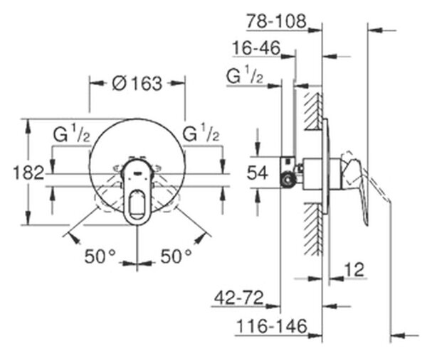 GROHE BauLoop - Páková sprchová baterie, DN 15, Chrom 29080000