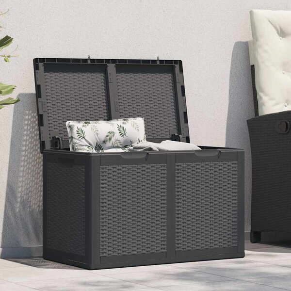 Zahradní úložný box 180 l černý PP ratan 151228