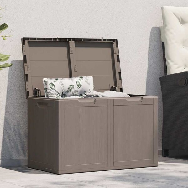 Zahradní úložný box 180 l hnědý PP vzhled dřeva 151231