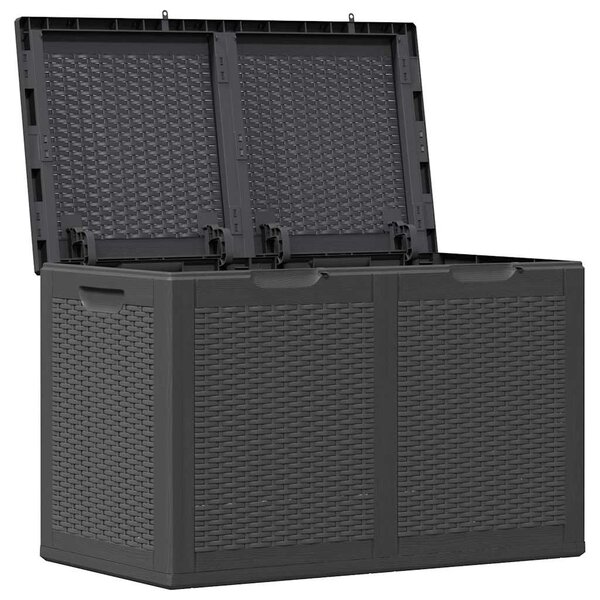 Zahradní úložný box 180 l černý PP ratan 151228