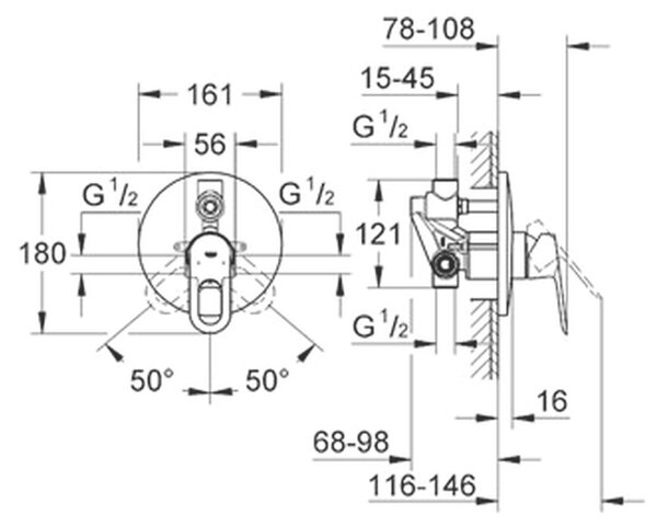 GROHE BauLoop - Páková vanová baterie, DN 15, Chrom 29081000