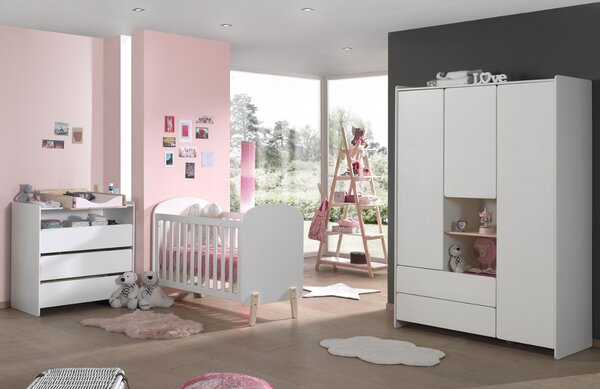 Bílá lakovaná šatní skříň Vipack Kiddy 138 x 54 cm