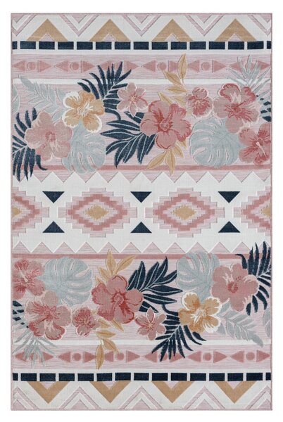 My Flair, Kusový koberec Flora II rosa – na ven i na doma, 80x150, vícebarevná, chodba / předsíň