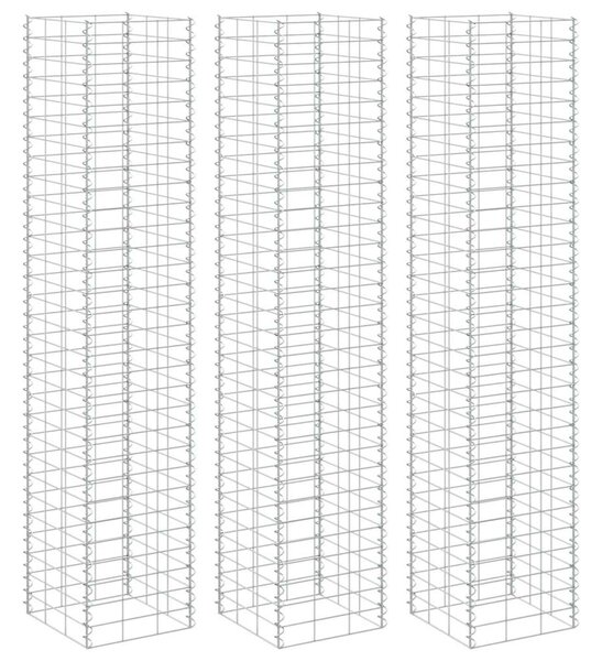 Gabionové vyvýšené záhony 3 ks 30 x 30 x 200 cm železo 151251