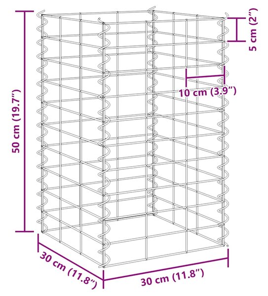 Gabionové vyvýšené záhony 4 ks 30x30x50/100/150/200 cm železo 151252