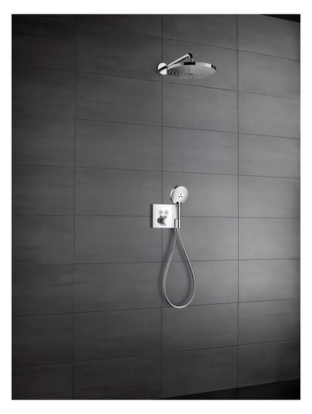 Hansgrohe ShowerSelect Termostat pod omítku pro 2 spotřebiče s přípojkou hadice a sprchovým držákem, chrom 15765000