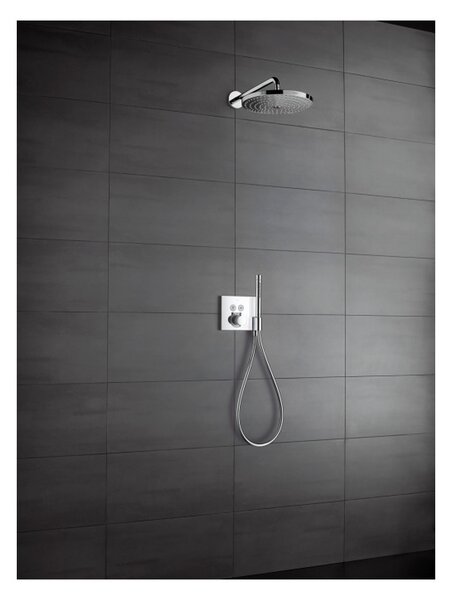 Hansgrohe ShowerSelect Termostat pod omítku pro 2 spotřebiče s přípojkou hadice a sprchovým držákem, chrom 15765000