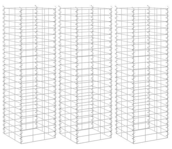 Gabionové vyvýšené záhony 3 ks 30 x 30 x 100 cm železo 151249