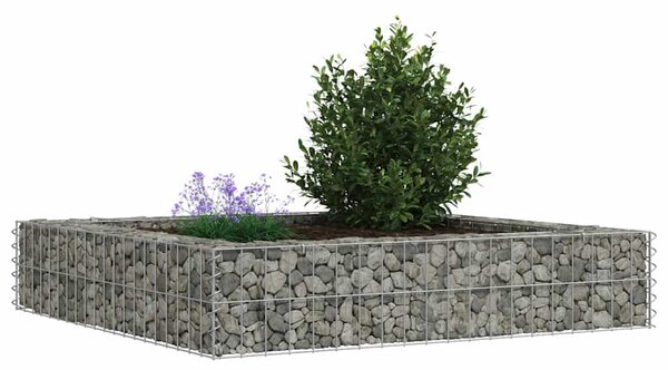 Gabionový vyvýšený záhon pozinkovaná ocel 100 x 100 x 20 cm 151311