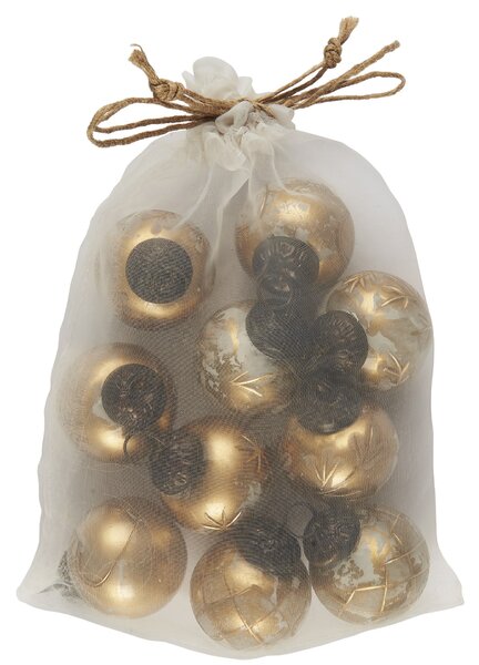 Mini vánoční ozdoby Brass Gold Engraving – set 10 ks