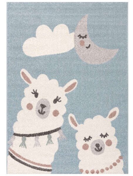 Yellow Tipi Modrý dětský koberec Cute llama 160 x 230 cm