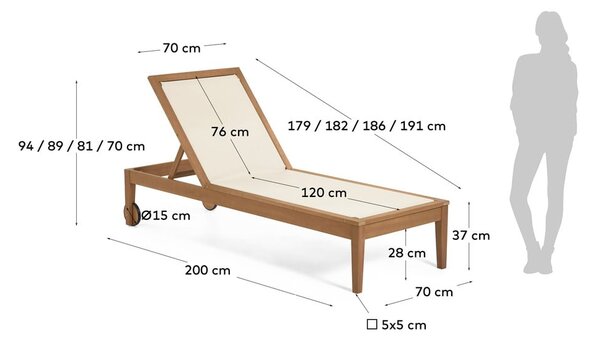 Béžové dřevěné polohovací zahradní lehátko Caterin – Kave Home