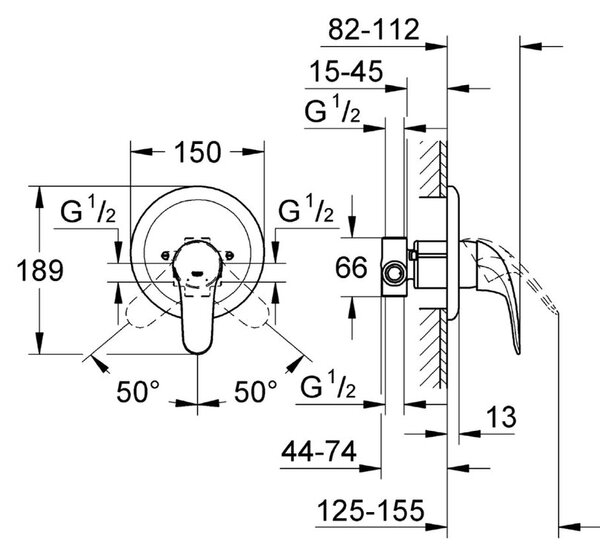 GROHE Eurosmart - Páková sprchová baterie, DN 15, Chrom 33556002