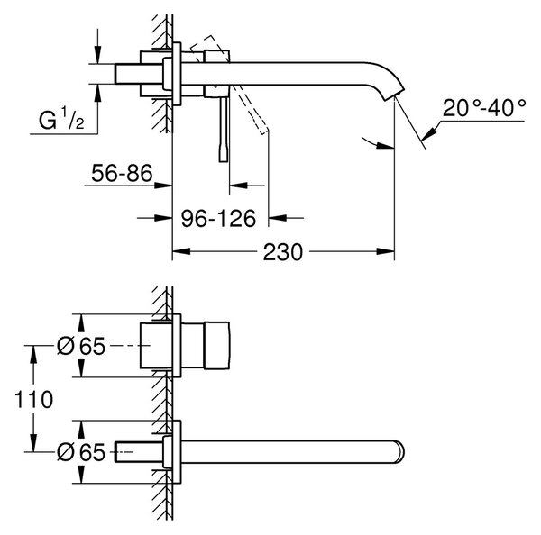 GROHE Essence - Umyvadlová dvouotvorová baterie, velikost L, Chrom 19967001