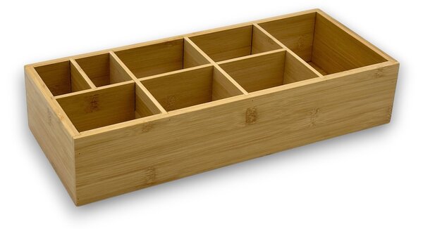 Kesper Bambusový organizér na přísady, příbory, na stůl, ke grillu, 8 přihrádek 36 x 15 x 7,5 cm