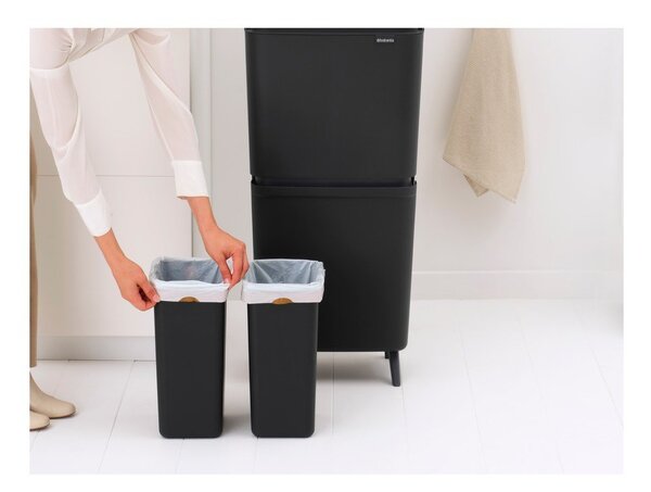 Tmavě šedý plastový odpadkový koš 25+10+10 l na tříděný odpad SortUp Recycle Hi – Brabantia