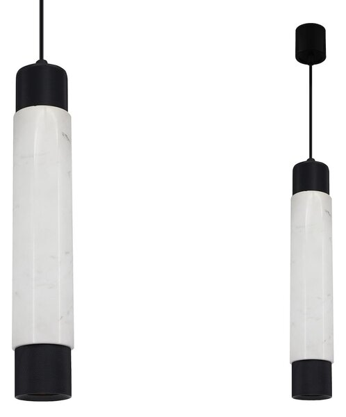 Závěsné svítidlo Marble, 1x mramorové/černé kovové stínítko, w