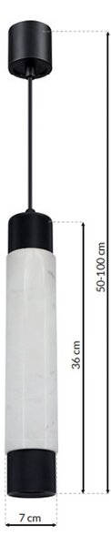 Závěsné svítidlo Marble, 1x mramorové/černé kovové stínítko, w