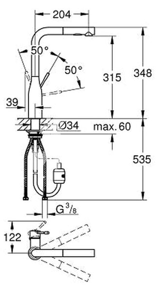 GROHE Essence - Páková dřezová baterie, DN 15, Chrom 30270000
