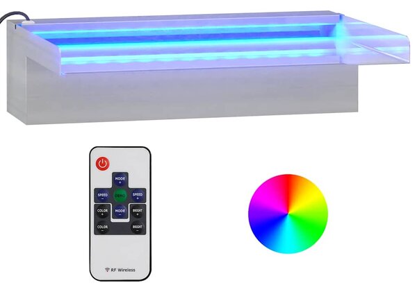 Přelivový vodopád s RGB LED osvětlením nerezová ocel 30 cm 151408