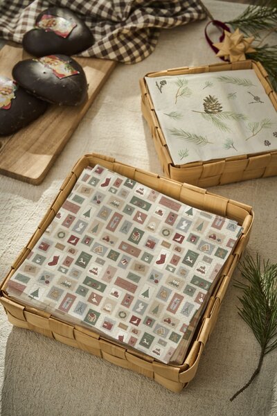 Dřevěný košík Square Braided Chip Wood – set 2 ks