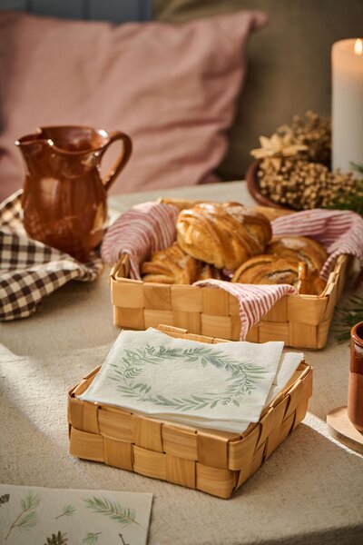Dřevěný košík Square Braided Chip Wood – set 2 ks