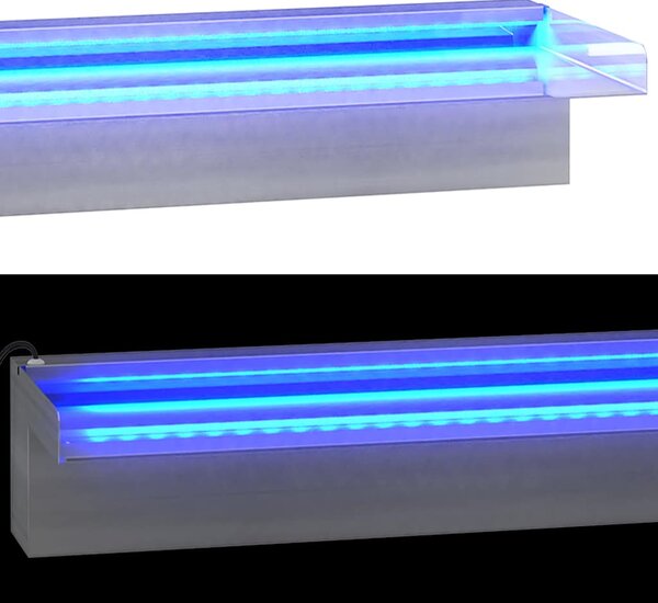 Přelivový vodopád s RGB LED osvětlením nerezová ocel 90 cm 151411