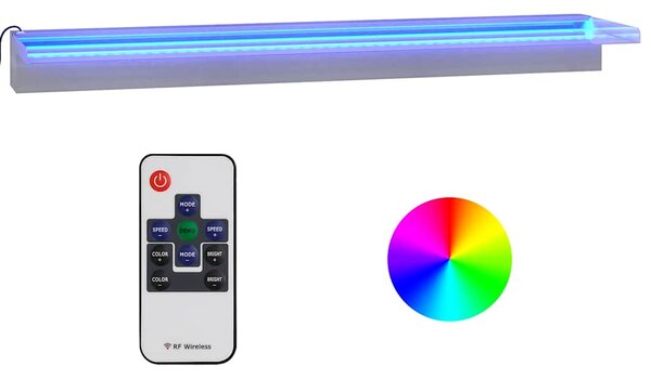 Přelivový vodopád s RGB LED osvětlením nerezová ocel 90 cm 151411