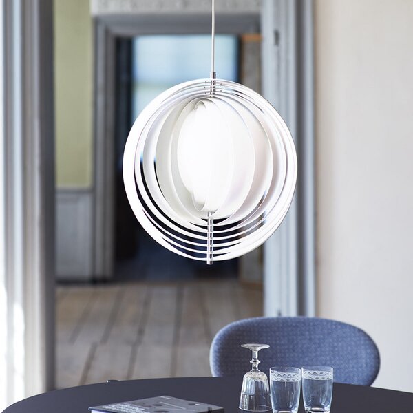 Závěsná svítidlo Verpan, Moon, stmívatelné, Bílá, Obývací pokoj, Kov, Design