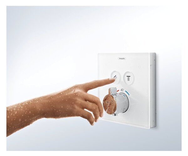 Hansgrohe ShowerSelect Glass Termostat pod omítku pro 2 spotřebiče, bílá/chrom 15738400
