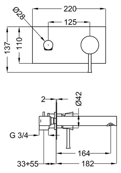 Teorema Scaccomatto - Umyvadlová baterie pod omítku, komplet, výtok 164 mm, chrom 8Y314