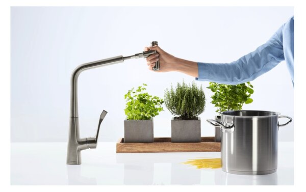 Hansgrohe Metris Select M71 kuchyňská páková baterie 320, vytahovatelný výtok, 1jet, chrom 14884000