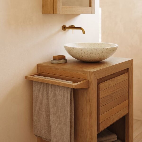 Teakový věšák na ručníky Kave Home Kenta 40 x 15 cm