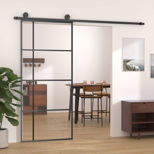 Posuvné dveře ESG sklo a hliník 90 x 205 cm černé 151682